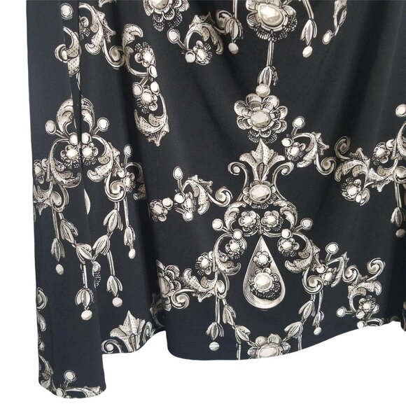 Chico's 2 Size L Blouse Draped Cowl Floral Jewel Print Stretch Pullover Shirt - Picture 5 of 6